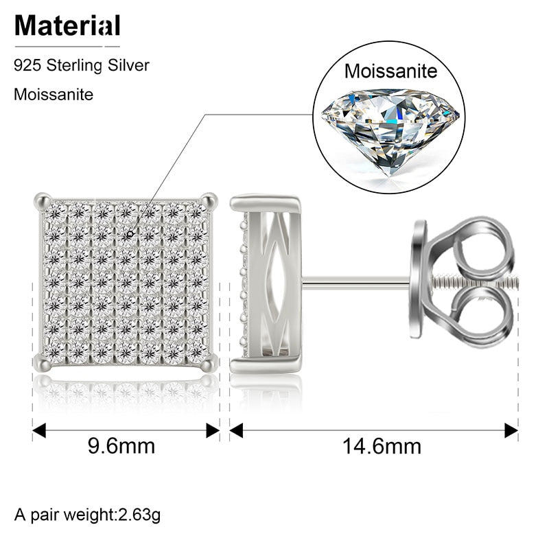 Variety Thread Moissanite Ohrringe, 925 Sterling Silber mit Vergoldung