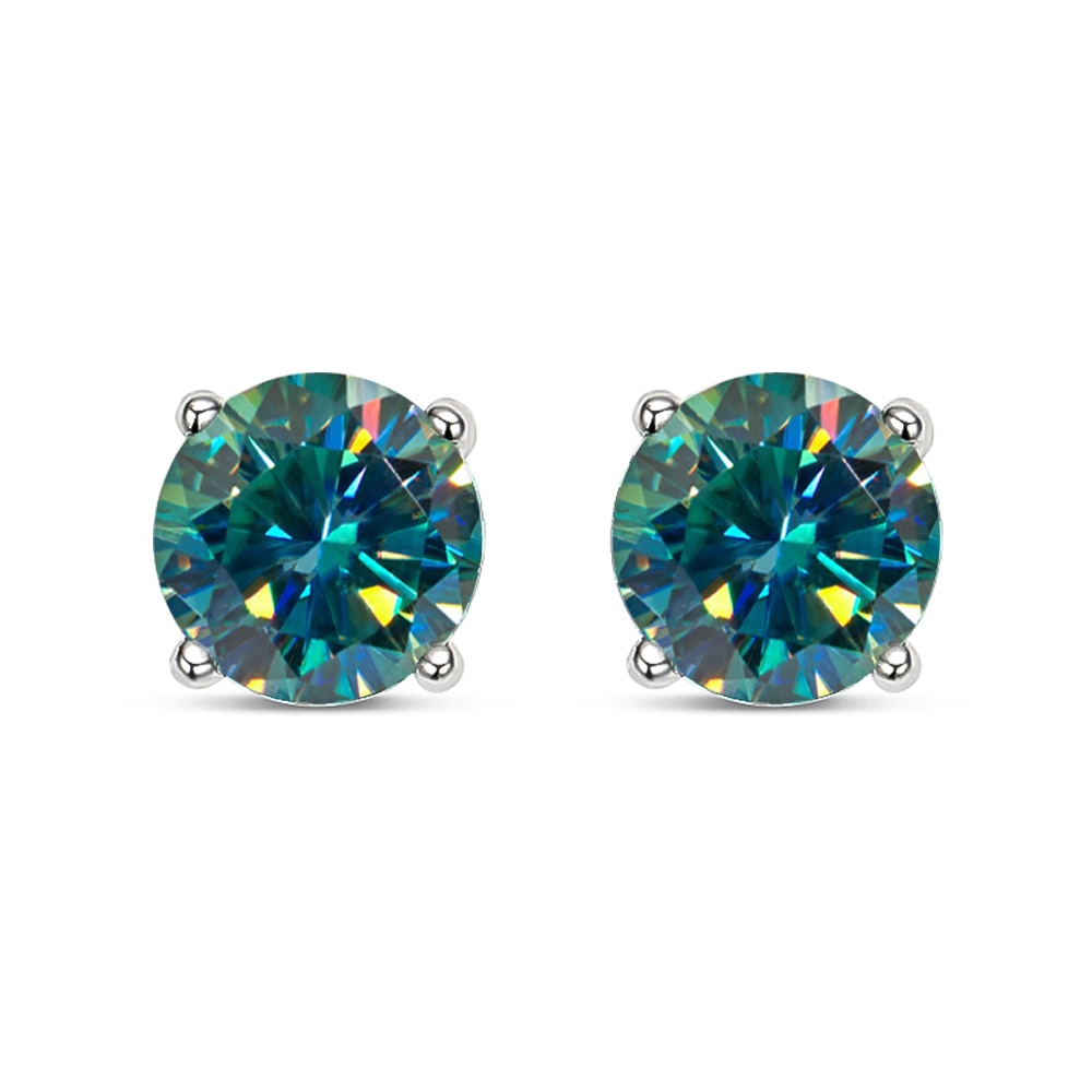 Red, Pink, Black, Blue or Green Moissanite Earrings 925 Sterling Sliver Plated with 18k White Gold