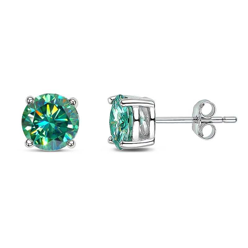 Red, Pink, Black, Blue or Green Moissanite Earrings 925 Sterling Sliver Plated with 18k White Gold