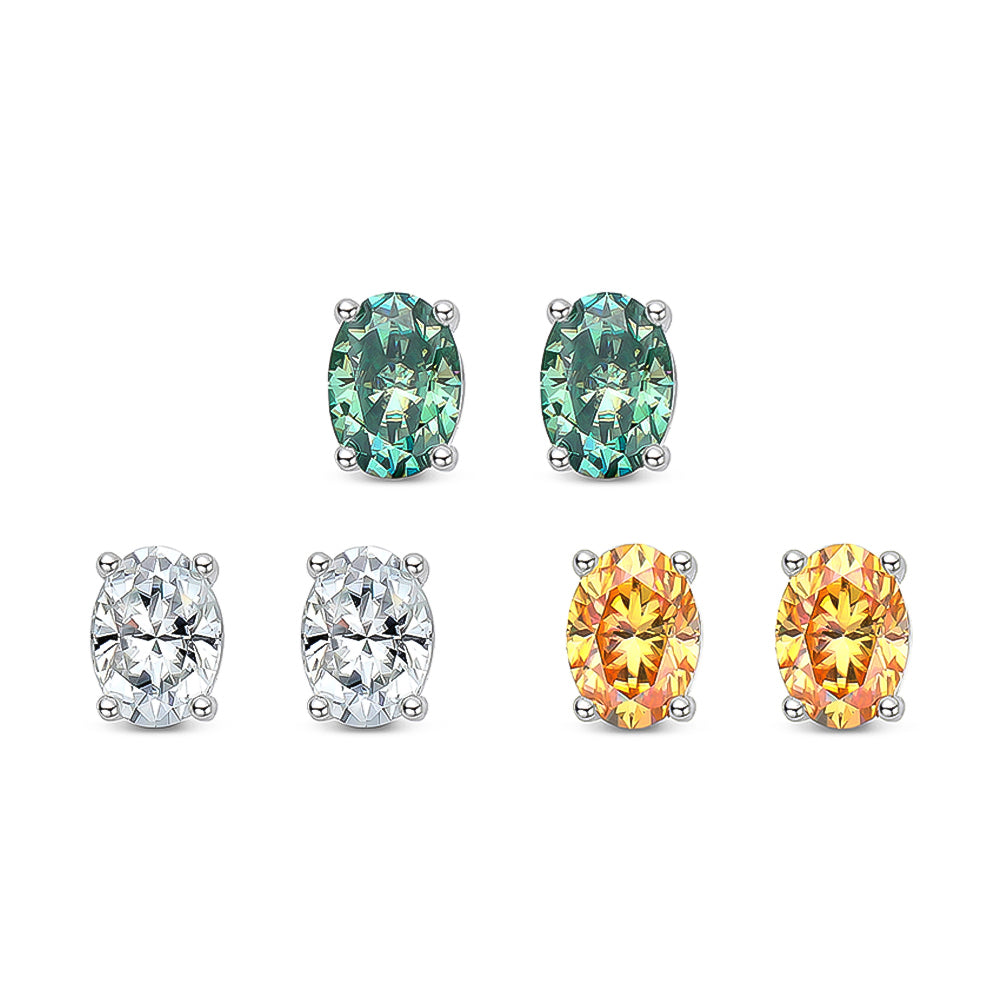 SET Moissanite Tennis Necklace in 925 Sterling Sliver Plated with 18k White Gold