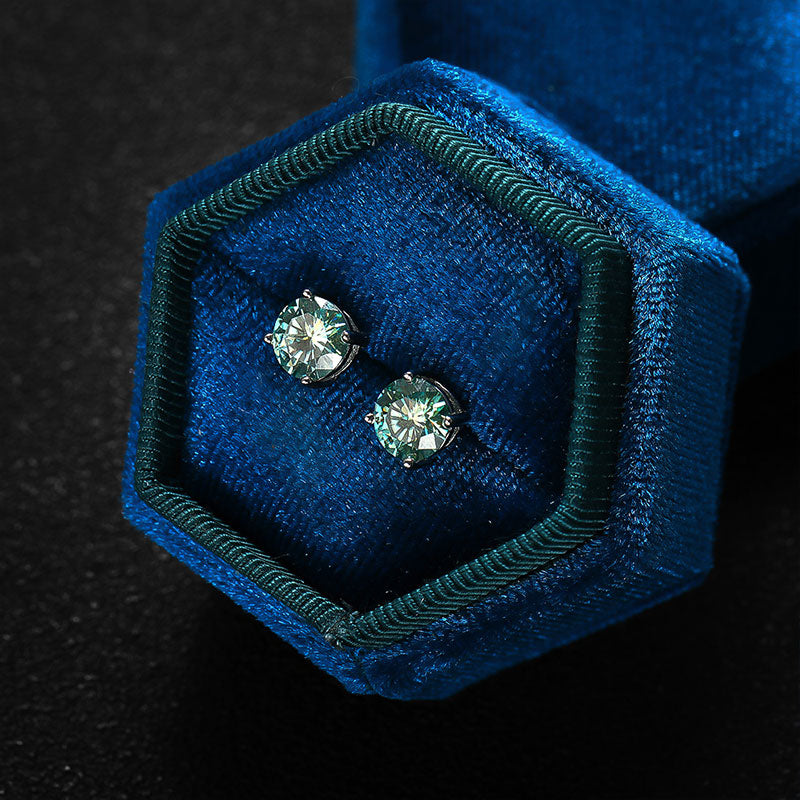 Grüne oder weiße Moissanit-Ohrringe, S925 Sterlingsilber, plattiert mit 18 Karat Weißgold
