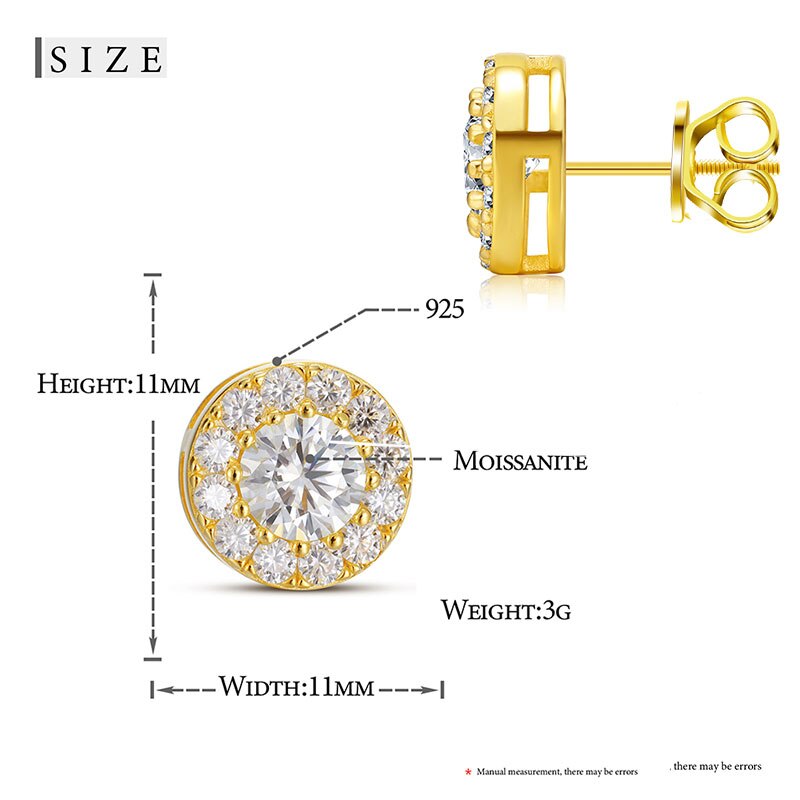Variety Thread Moissanite Ohrringe, 925 Sterling Silber mit Vergoldung