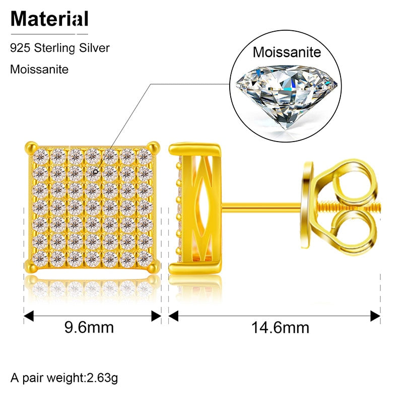Variety Thread Moissanite Ohrringe, 925 Sterling Silber mit Vergoldung
