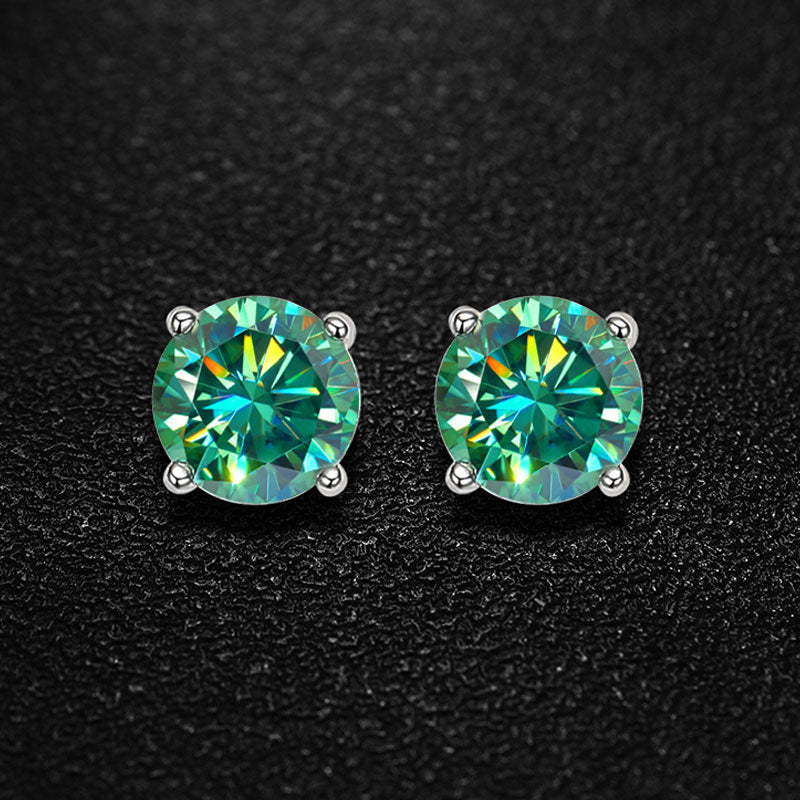 Grüne oder weiße Moissanit-Ohrringe, S925 Sterlingsilber, plattiert mit 18 Karat Weißgold