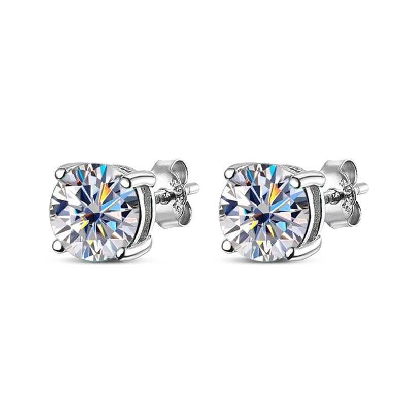 Red, Pink, Black, Blue or Green Moissanite Earrings 925 Sterling Sliver Plated with 18k White Gold