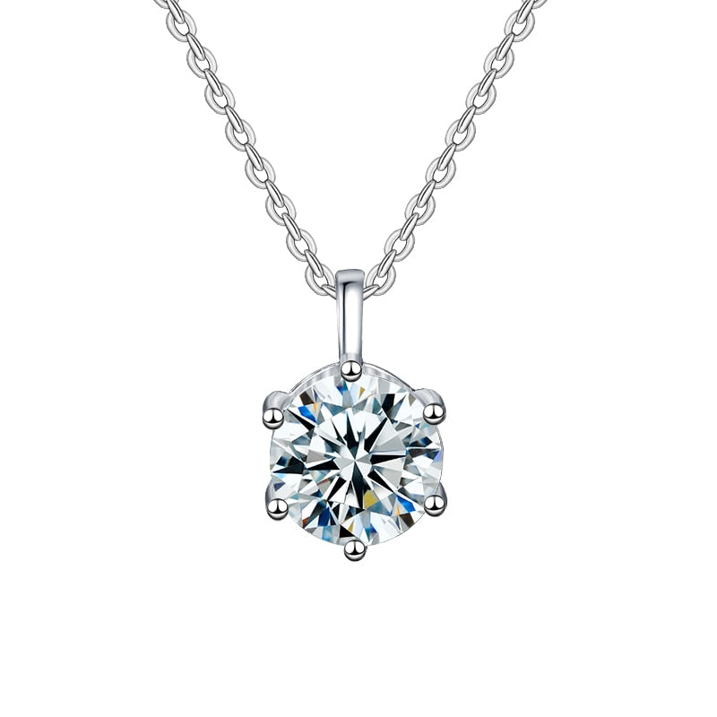 2.0ct Moissanite Pendant in 925 Sterling Silver with Silver Chain