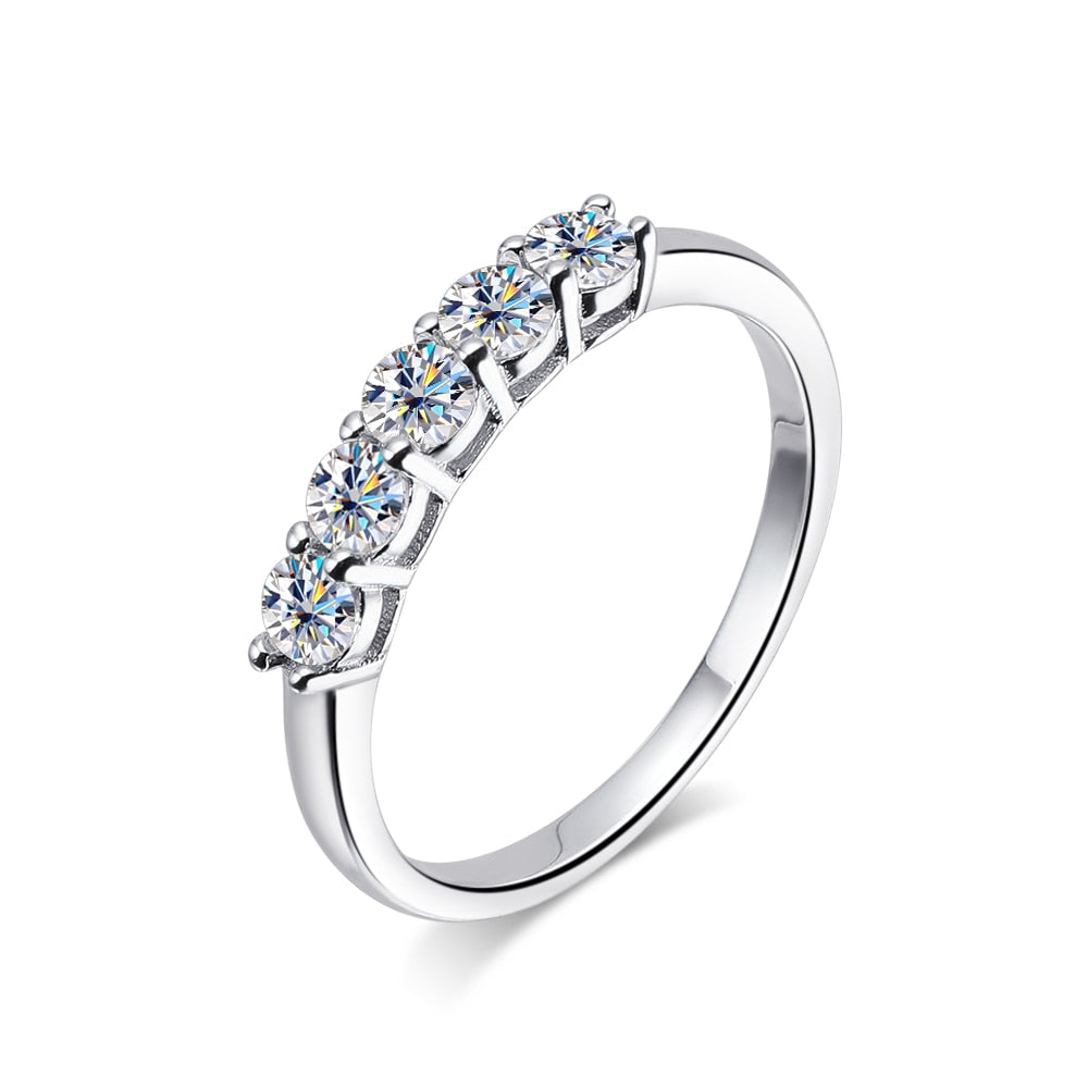 3mm Moissanite Ring in 925 Sterling Sliver with Plated 18k White Gold