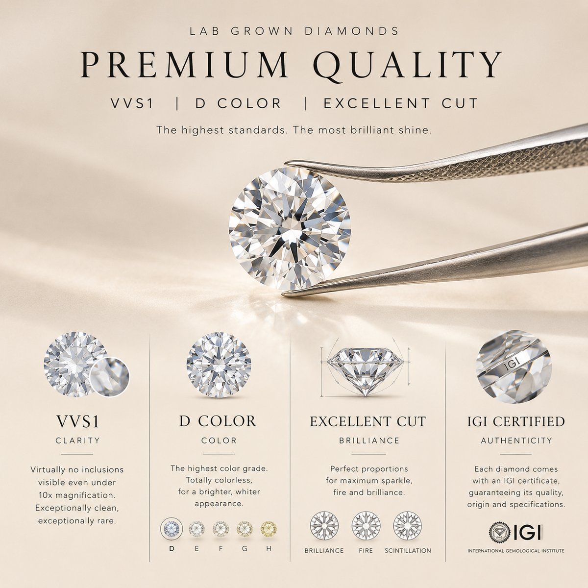Round 6-Prong 925 Sterling Silver Diamond Earrings