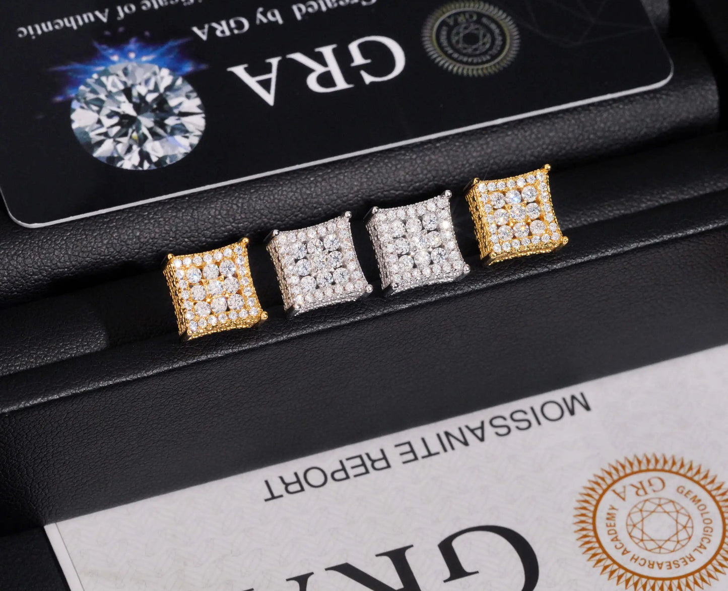 10mm Moissanite Cube Earrings in 925 Sterling Silver