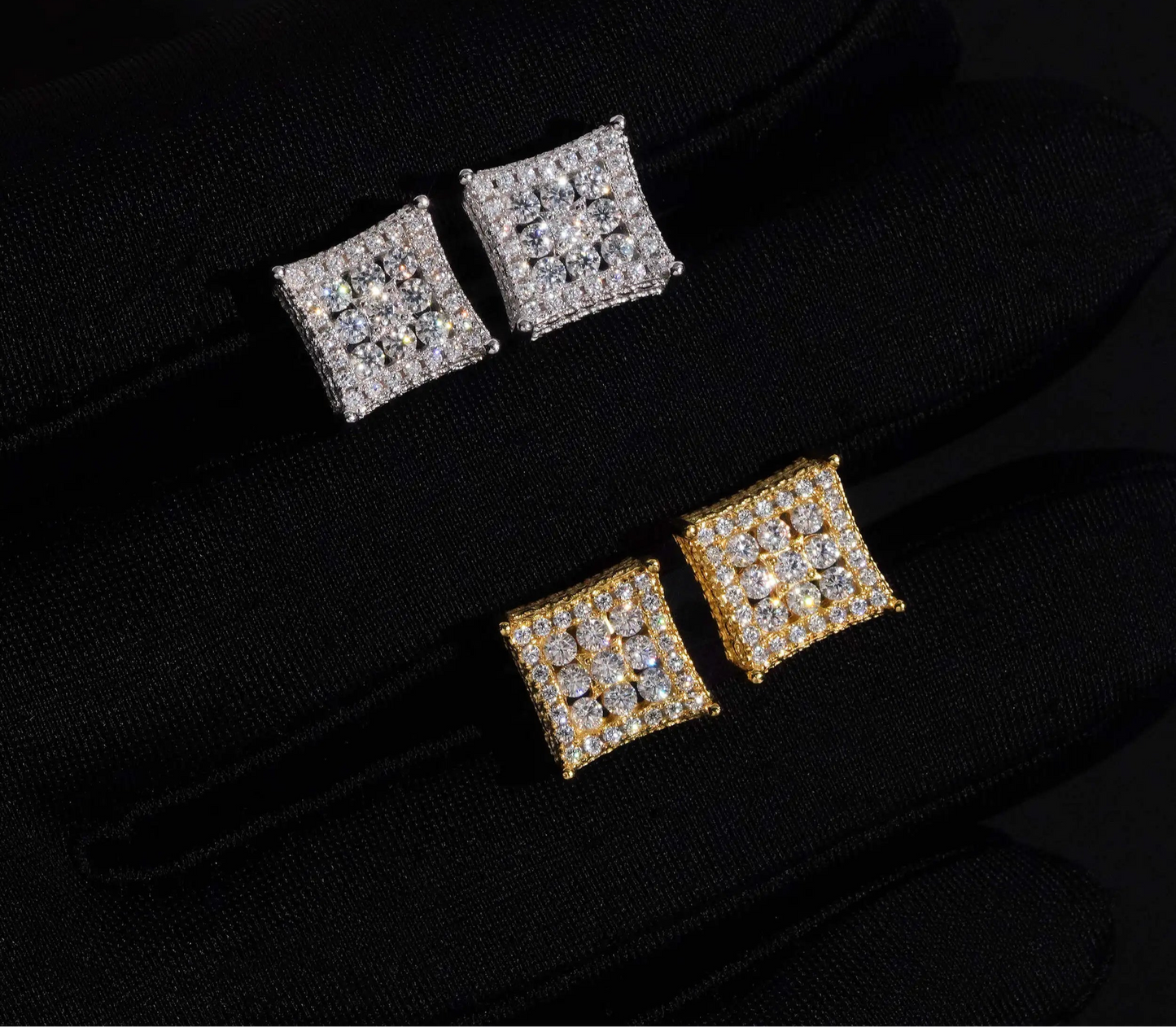10mm Moissanite Cube Earrings in 925 Sterling Silver