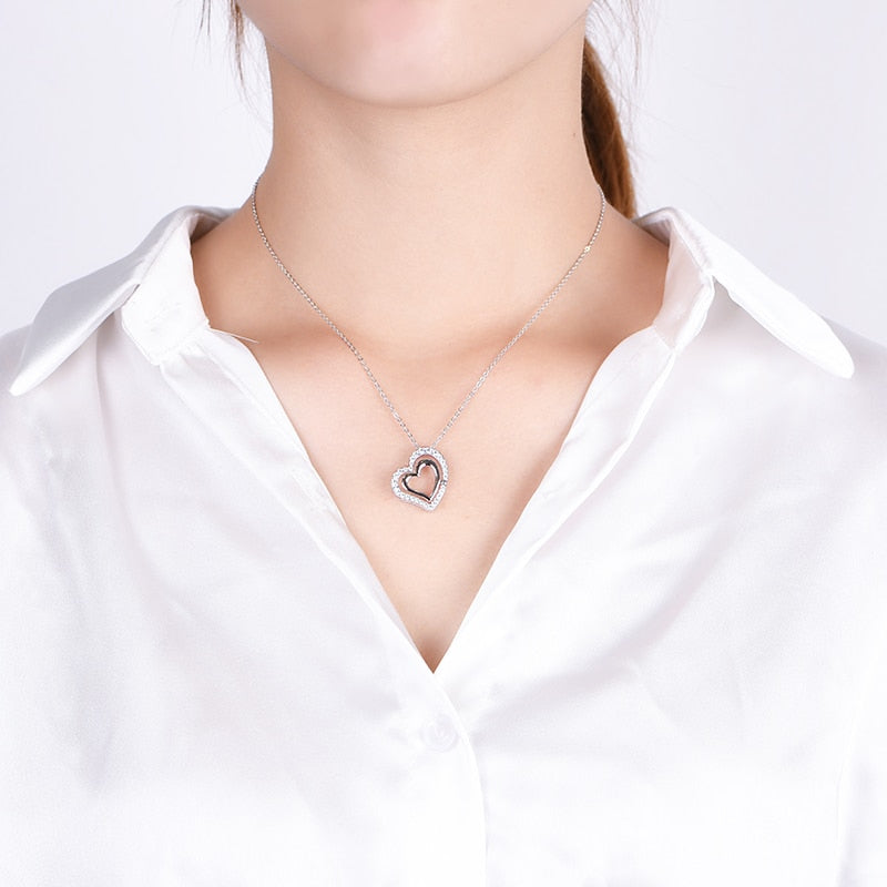 Moissanite Diamond Heart Necklace in 925 Sterling Silver