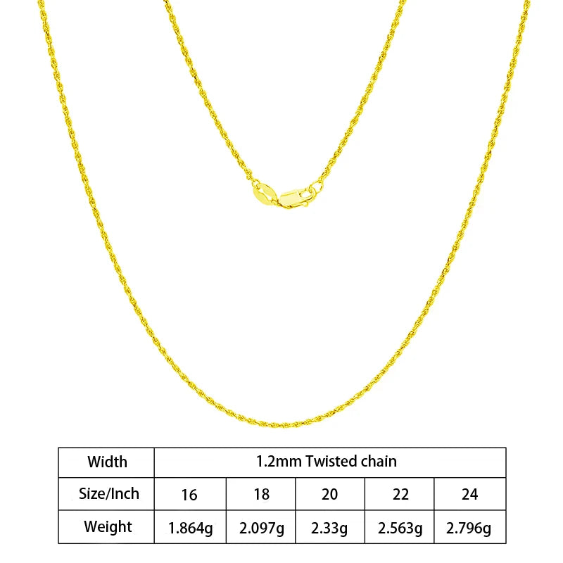 Rope Chain Diamond Cut in 925 Sterling Silver with 18K Gold Plated