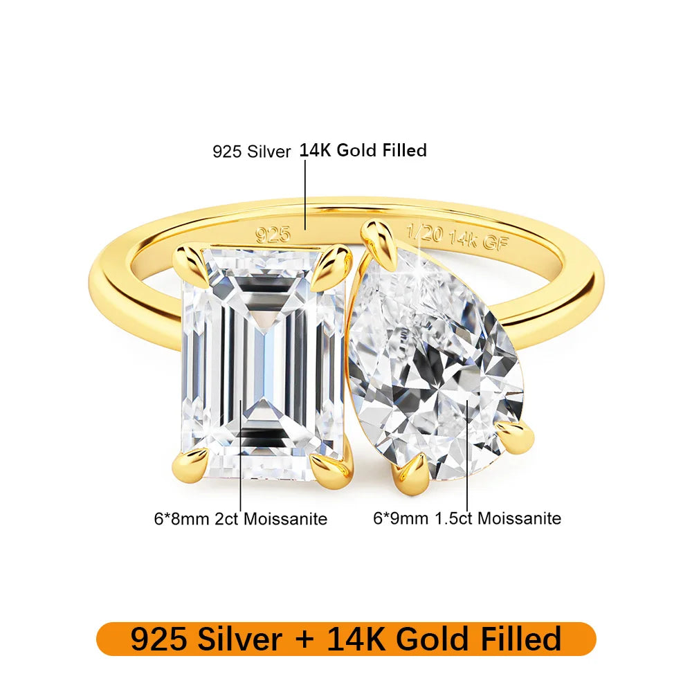 3.5Ct Moissanite Ring in S925 (1/20 14K GF)