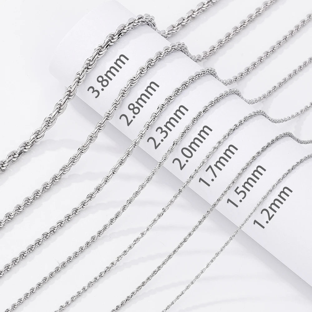 Rope Chain Diamond Cut in 925 Sterling Silver with 18K Gold Plated