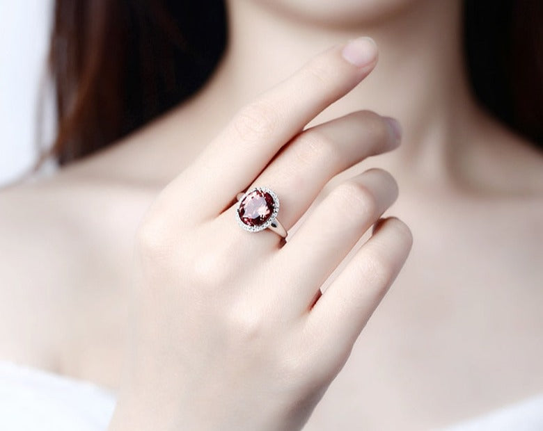 Anillo de plata de ley 925 con cambio de color, variedad de zultanita