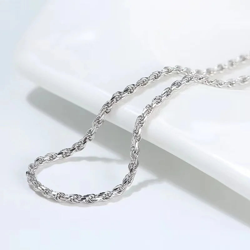 Rope Chain Diamond Cut in 925 Sterling Silver with 18K Gold Plated