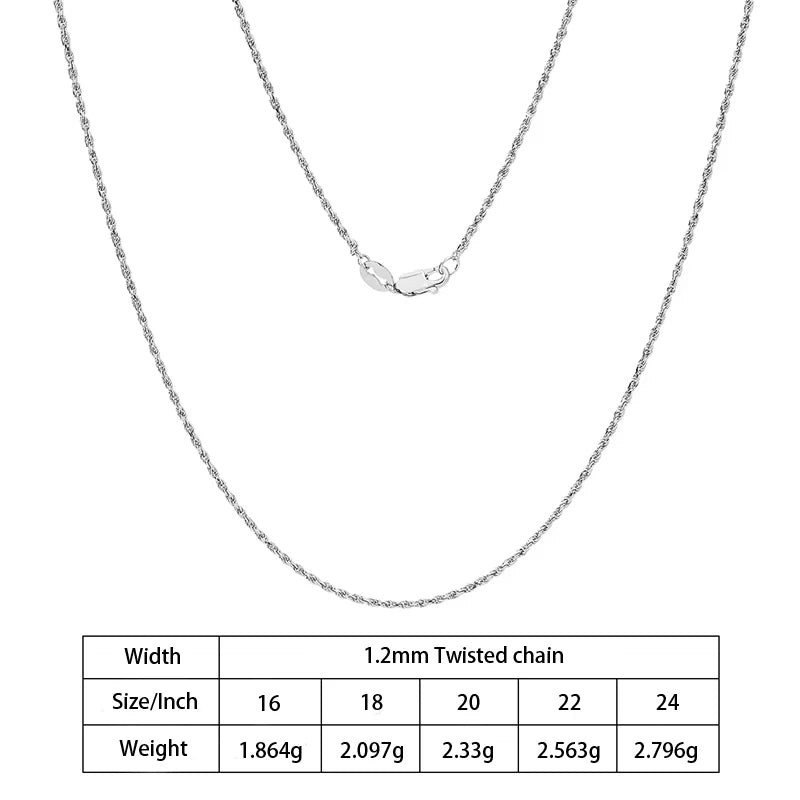 Rope Chain Diamond Cut in 925 Sterling Silver with 18K Gold Plated