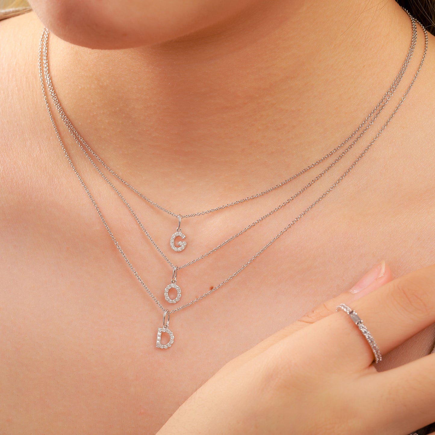 Moissanite 26 Letter Pendant in 925 Sterling Silver