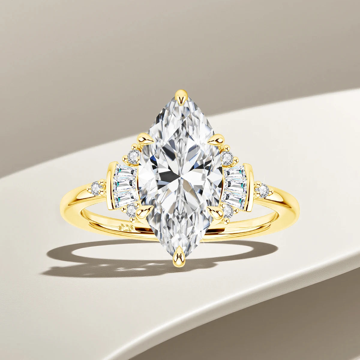 3Ct Moissanite Marquise 3D Ring in S925 (1/20 14K GF)
