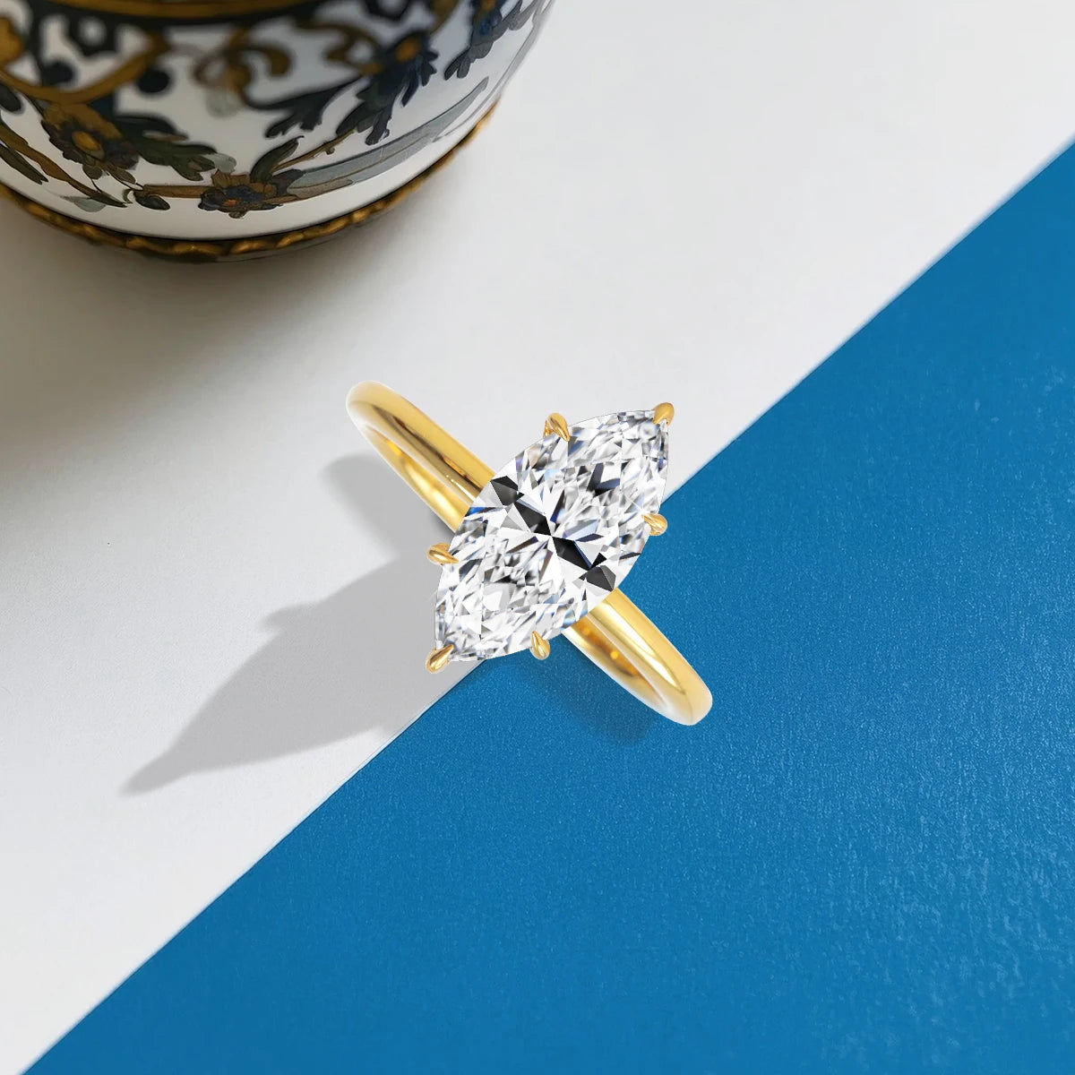 3Ct Moissanite Marquise Ring in S925 (1/20 14K GF)