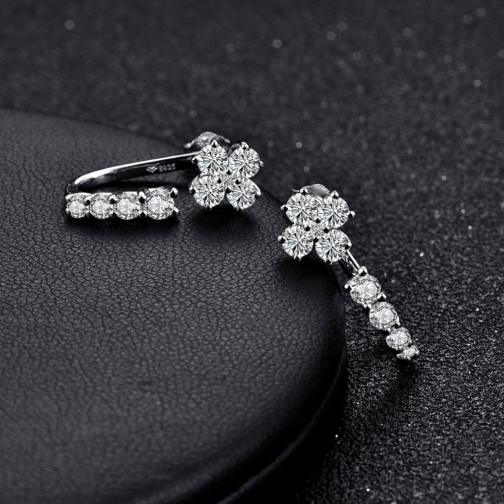 Moissanit Ohrringe Kreuz in 925 Sterling Silber