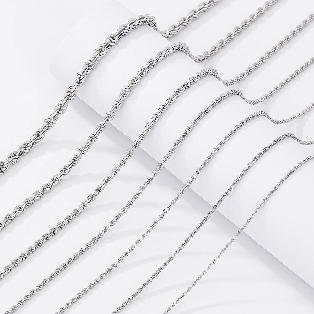 Rope Chain Diamond Cut in 925 Sterling Silver with 18K Gold Plated