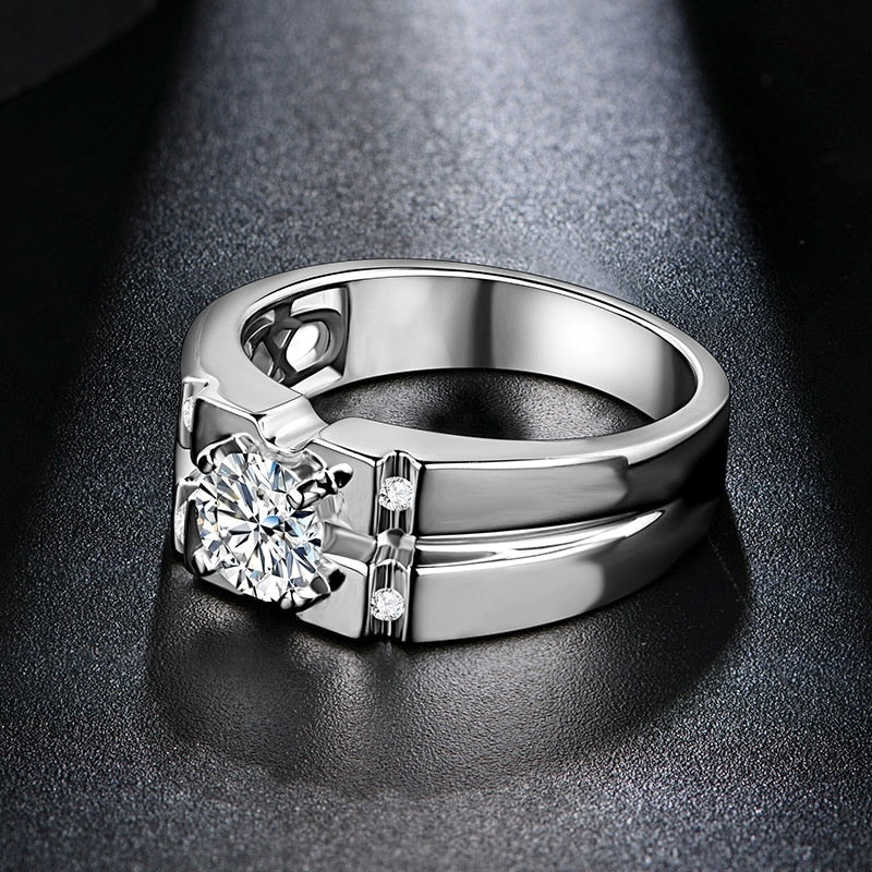 1.0ct Round Moissanite Center Ring in 925 Sterling Silver