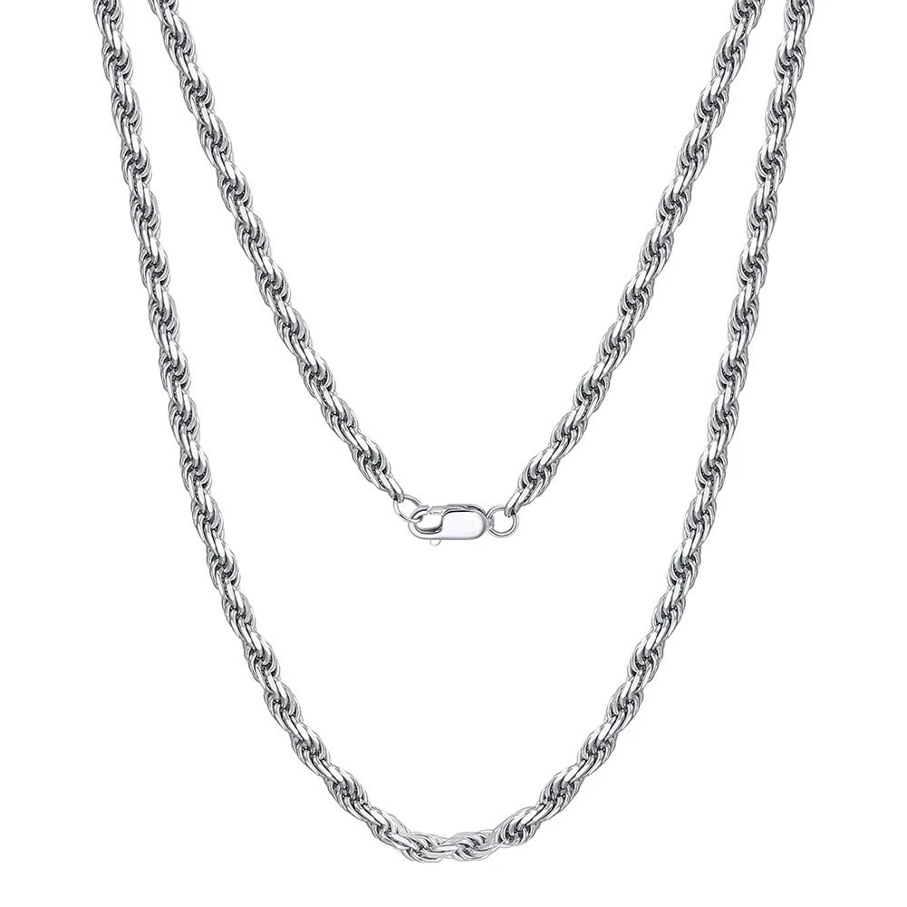 Rope Chain Diamond Cut in 925 Sterling Silver with 18K Gold Plated