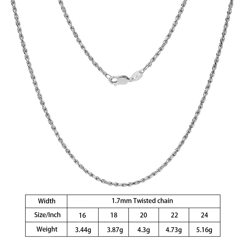 Rope Chain Diamond Cut in 925 Sterling Silver with 18K Gold Plated