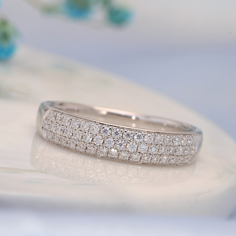 Moissanitring im Rundschliff aus 925er Sterlingsilber oder 10 Karat Echtgold