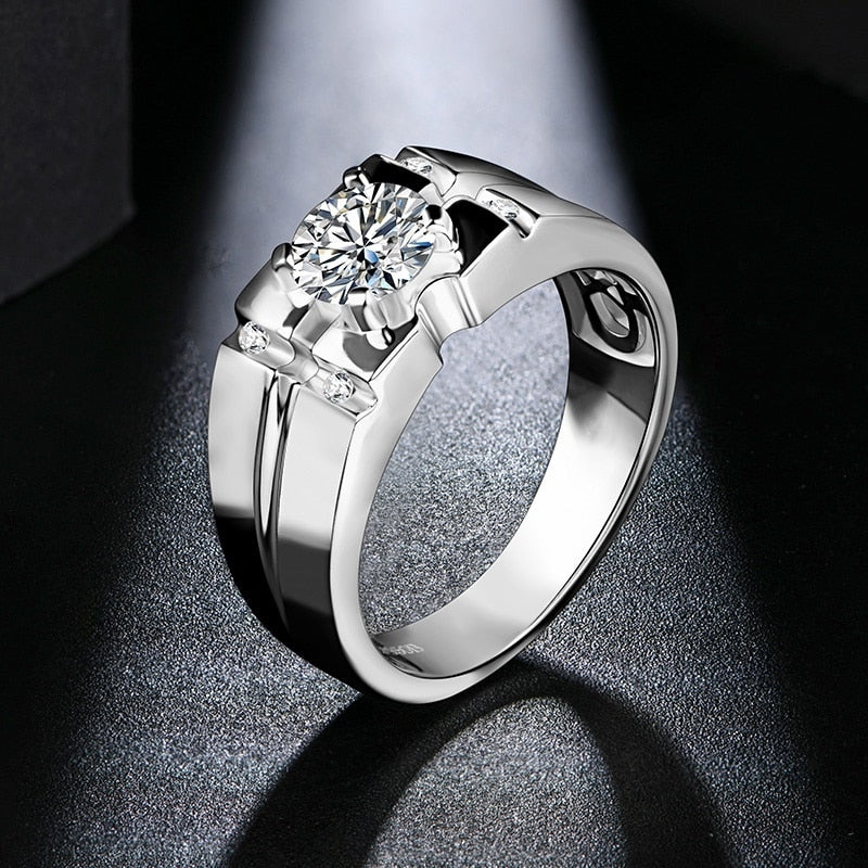 1.0ct Round Moissanite Center Ring in 925 Sterling Silver