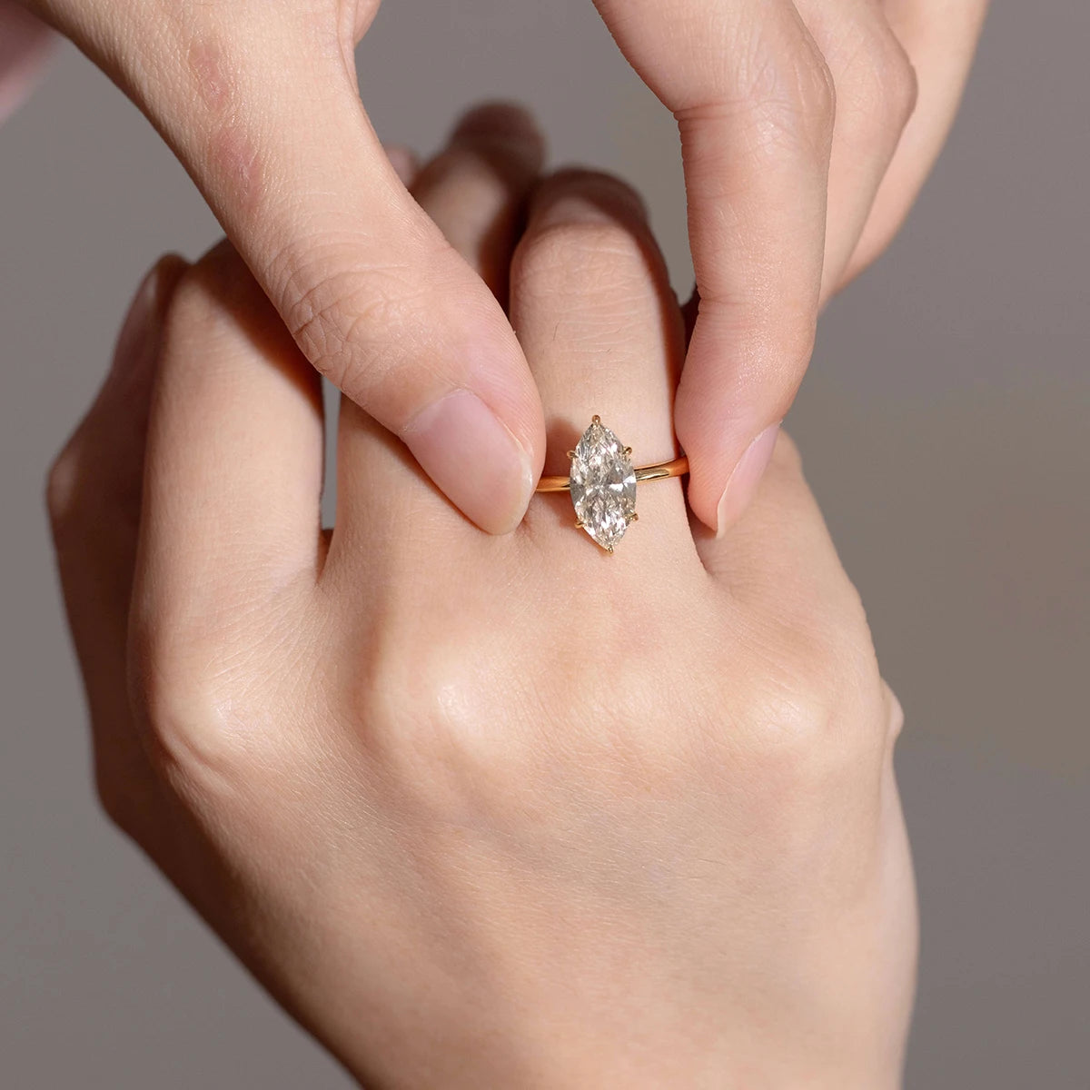 3Ct Moissanite Marquise Ring in S925 (1/20 14K GF)