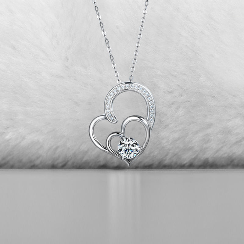 Love Heart 6.0MM Round Moissanite Pendant in 925 Sterling Silver