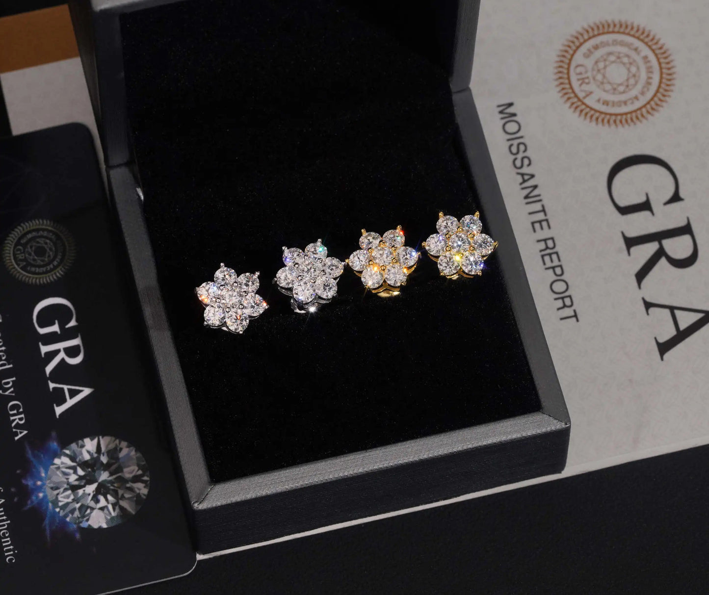 Moissanite Flower Earrings in 925 Sterling Silver