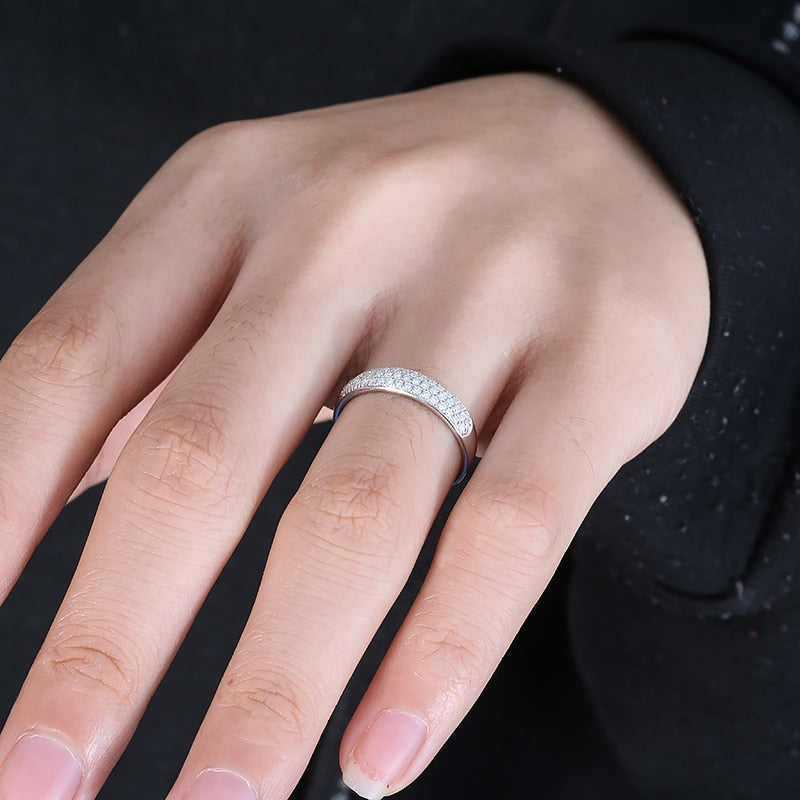 Moissanitring im Rundschliff aus 925er Sterlingsilber oder 10 Karat Echtgold