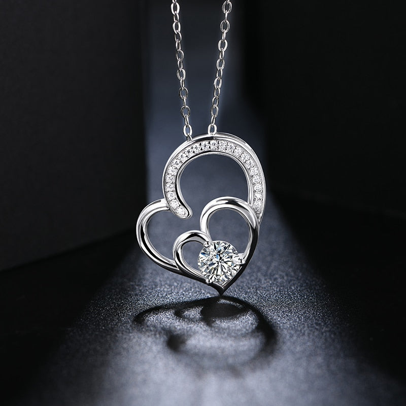 Love Heart 6.0MM Round Moissanite Pendant in 925 Sterling Silver