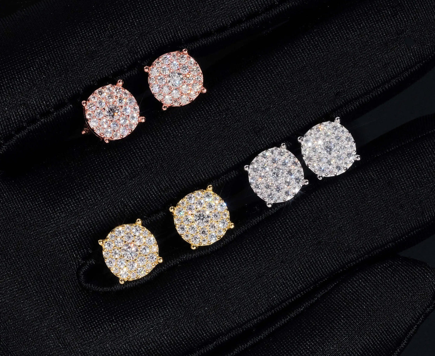 8.8mm Moissanite Round Earrings in 925 Sterling Silver