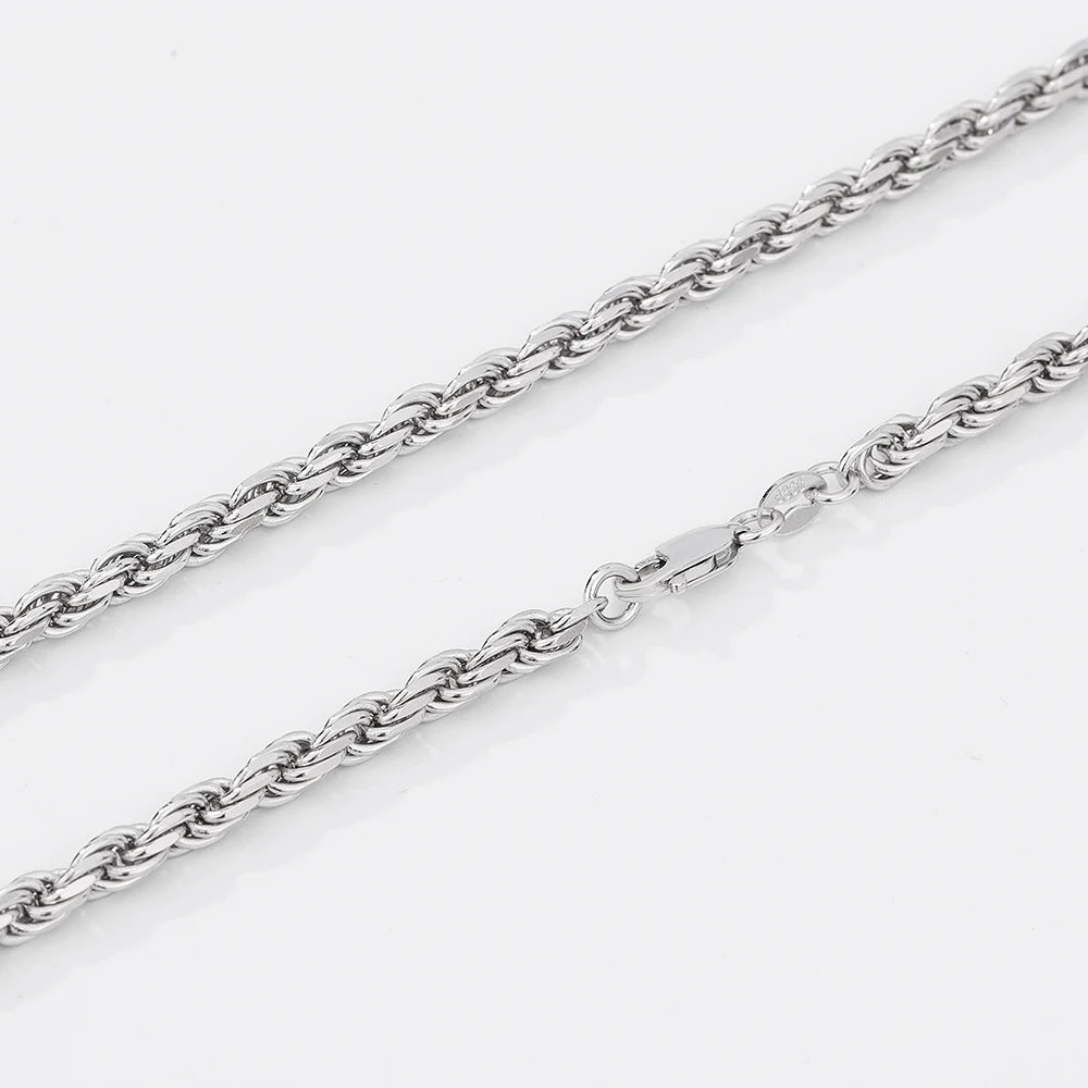Rope Chain Diamond Cut in 925 Sterling Silver with 18K Gold Plated
