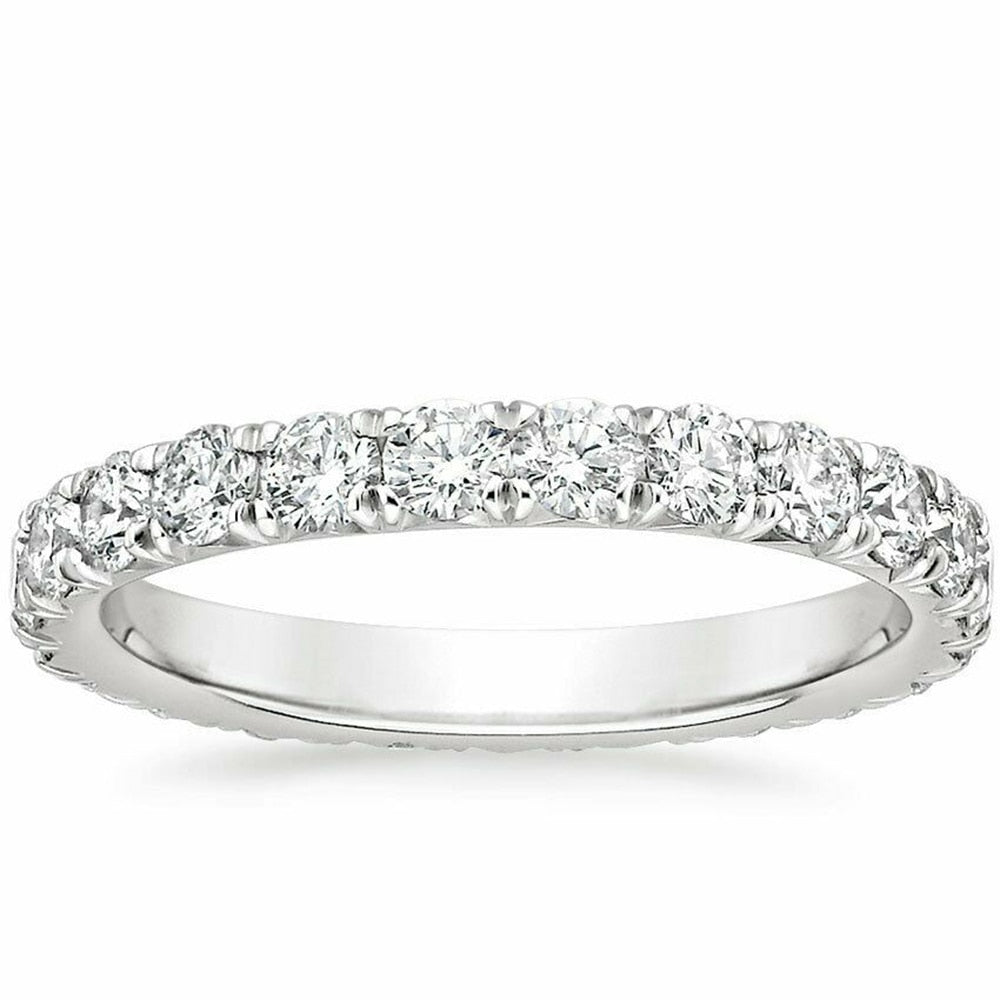 Moissanit Eternity Ehering aus 925er Sterlingsilber oder 10 Karat Echtgold