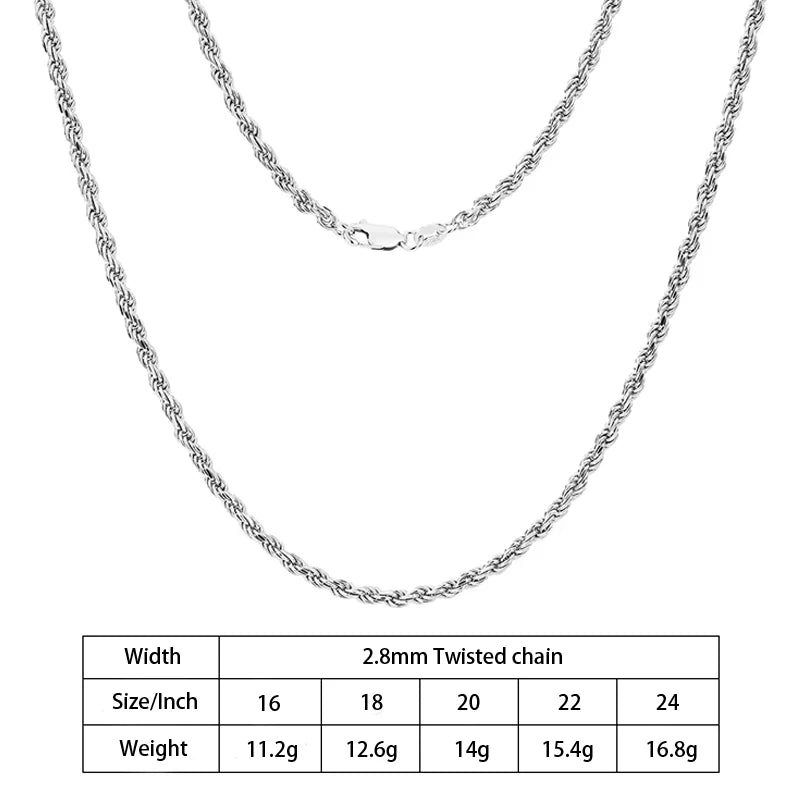 Rope Chain Diamond Cut in 925 Sterling Silver with 18K Gold Plated