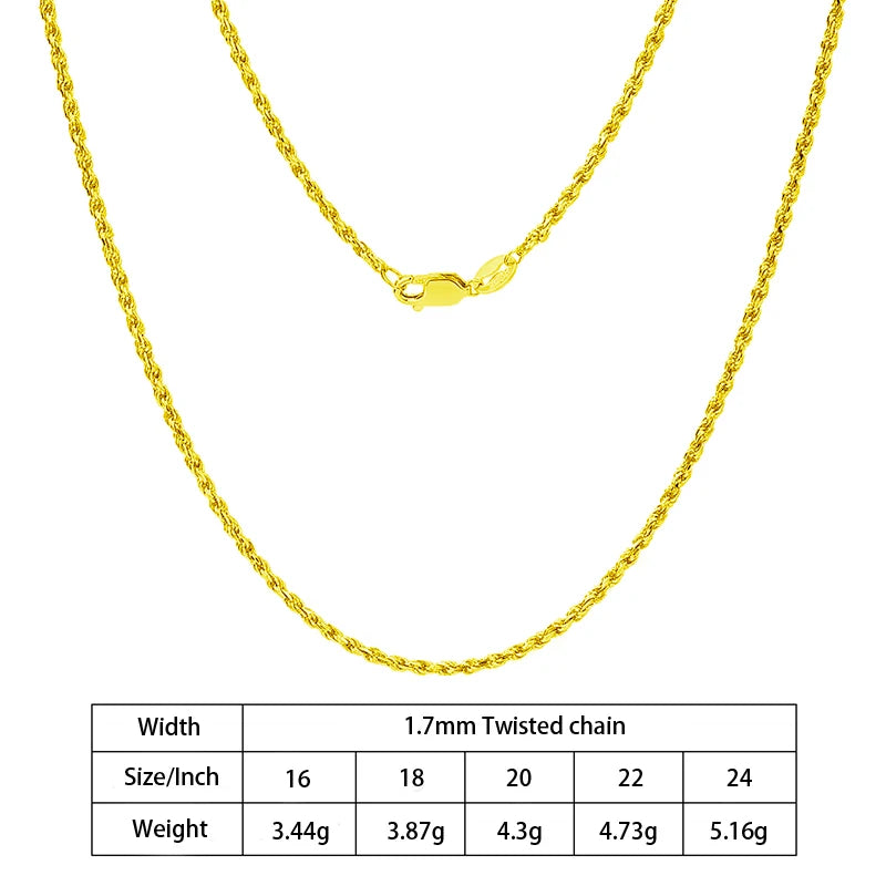Rope Chain Diamond Cut in 925 Sterling Silver with 18K Gold Plated