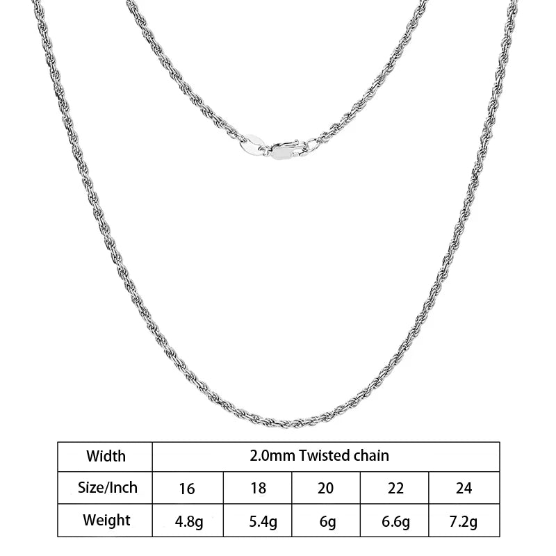 Rope Chain Diamond Cut in 925 Sterling Silver with 18K Gold Plated