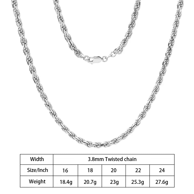 Rope Chain Diamond Cut in 925 Sterling Silver with 18K Gold Plated