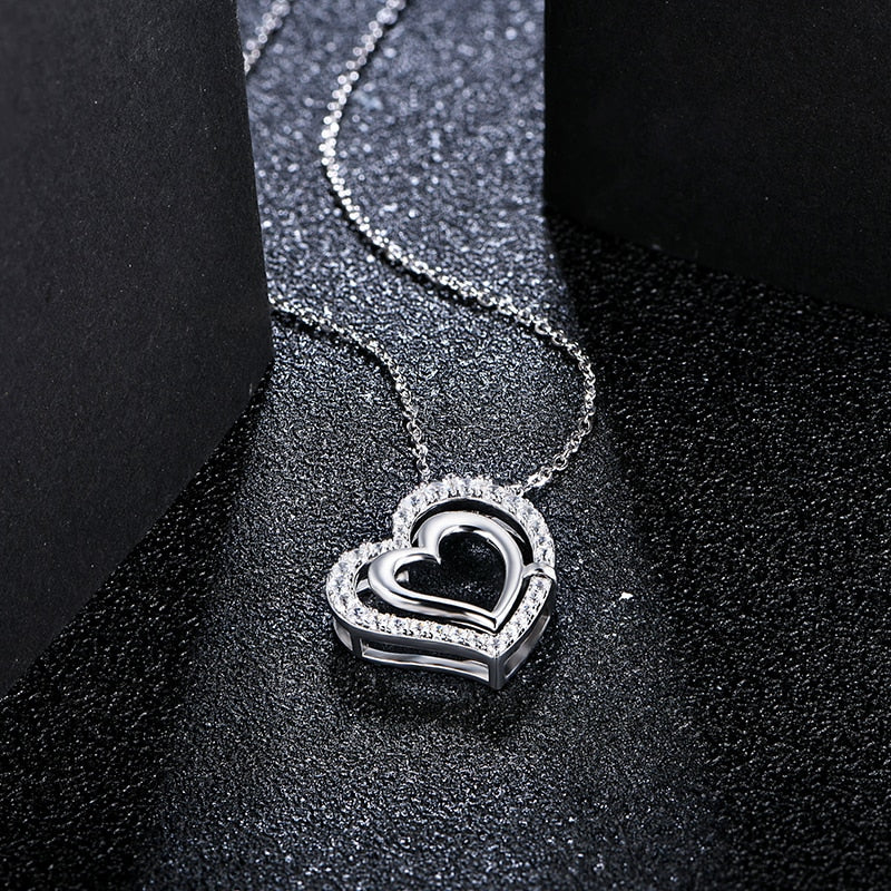 Moissanite Diamond Heart Necklace in 925 Sterling Silver