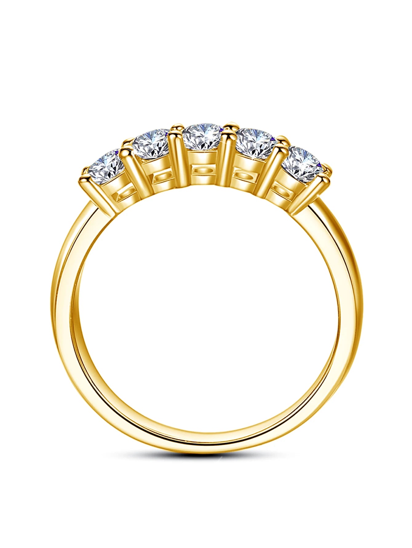 5 Stones Moissanite Ring in S925 (1/20 14K GF)