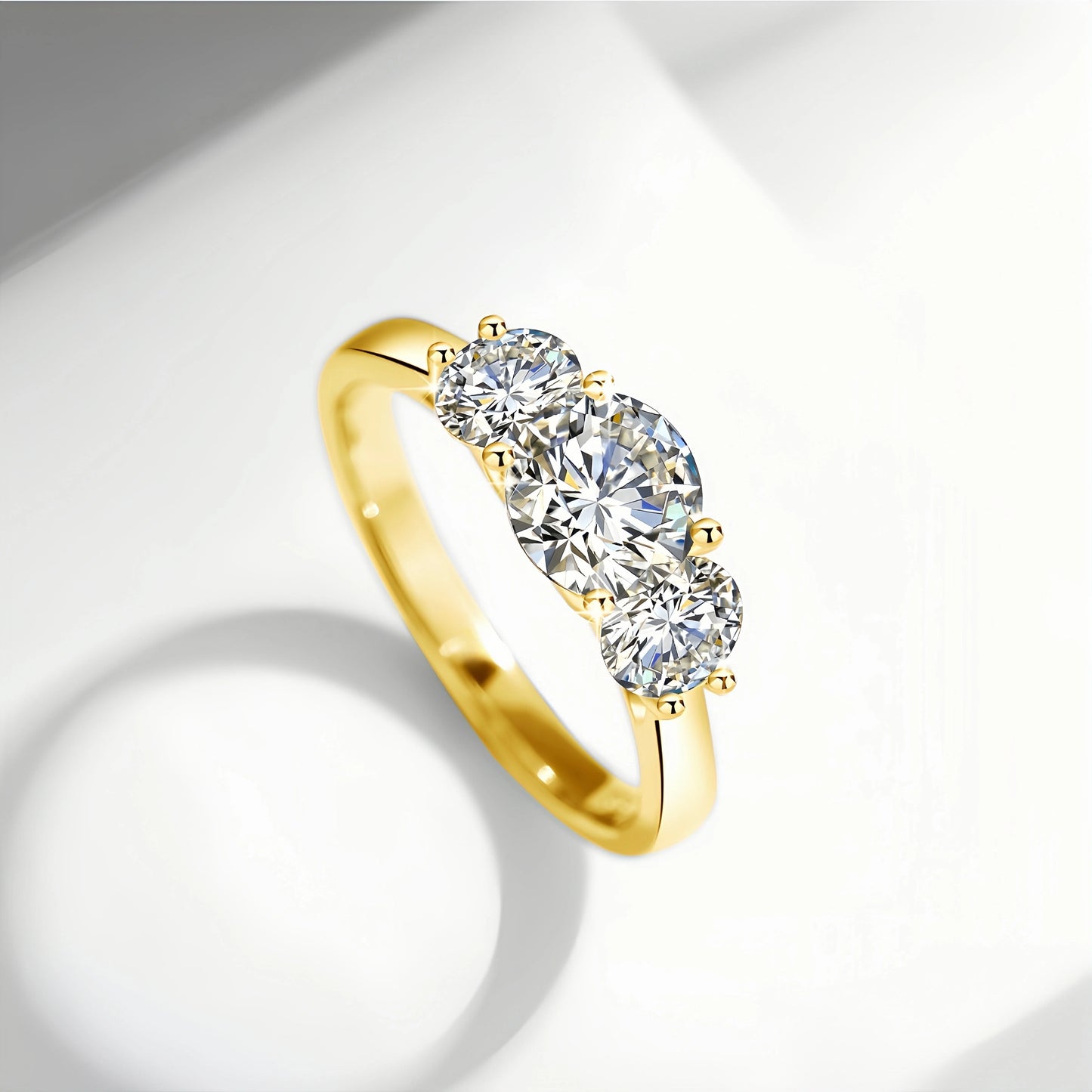 3 Stones Moissanite Ring in S925 (1/20 14K GF)