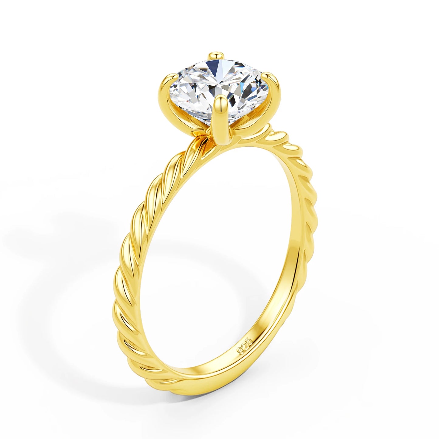Moissanite Solitarie Ring in 925 Sterling Silver (1/20 14K GF)