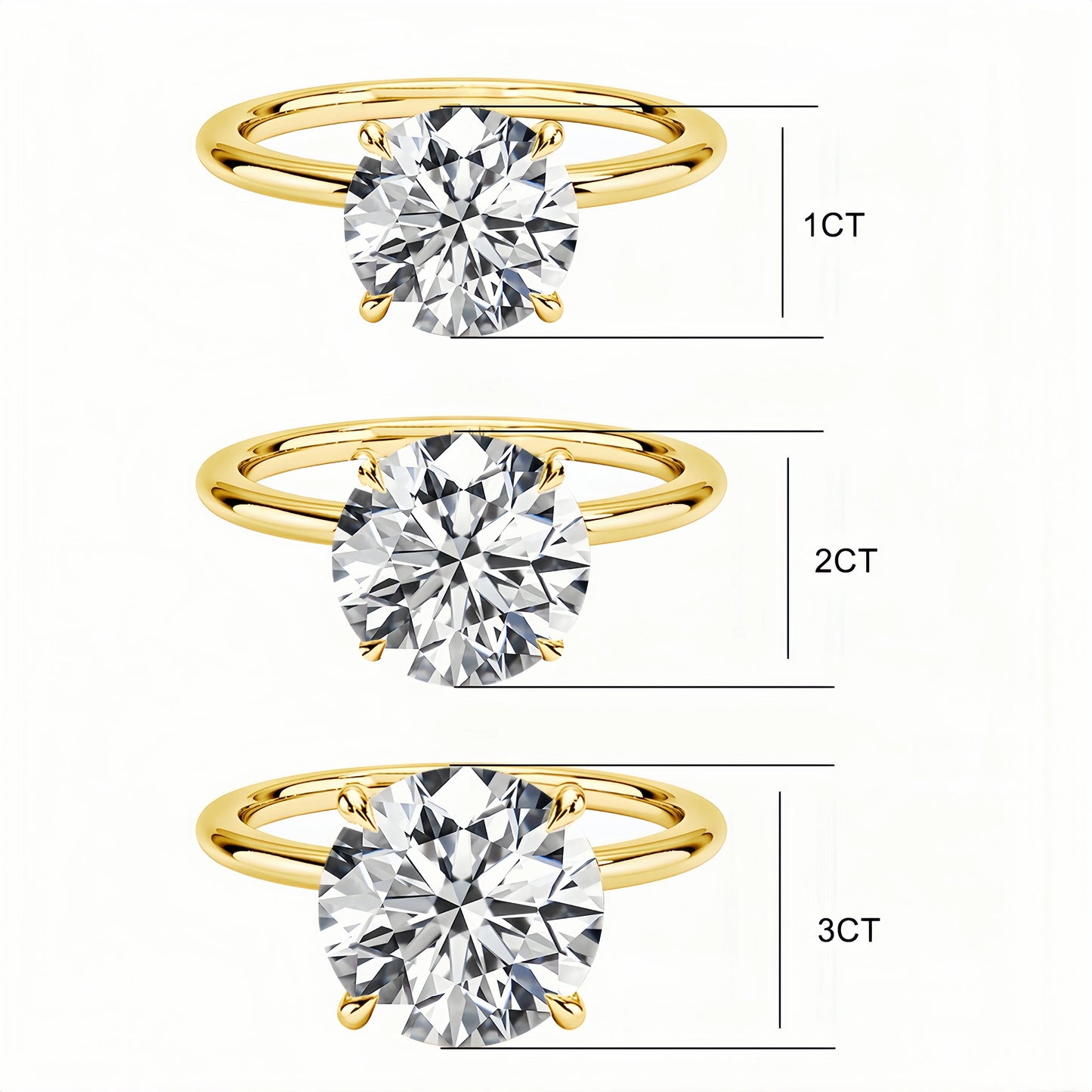 4 Prong Moissanite Solitarie Ring in S925 (1/20 14K GF)