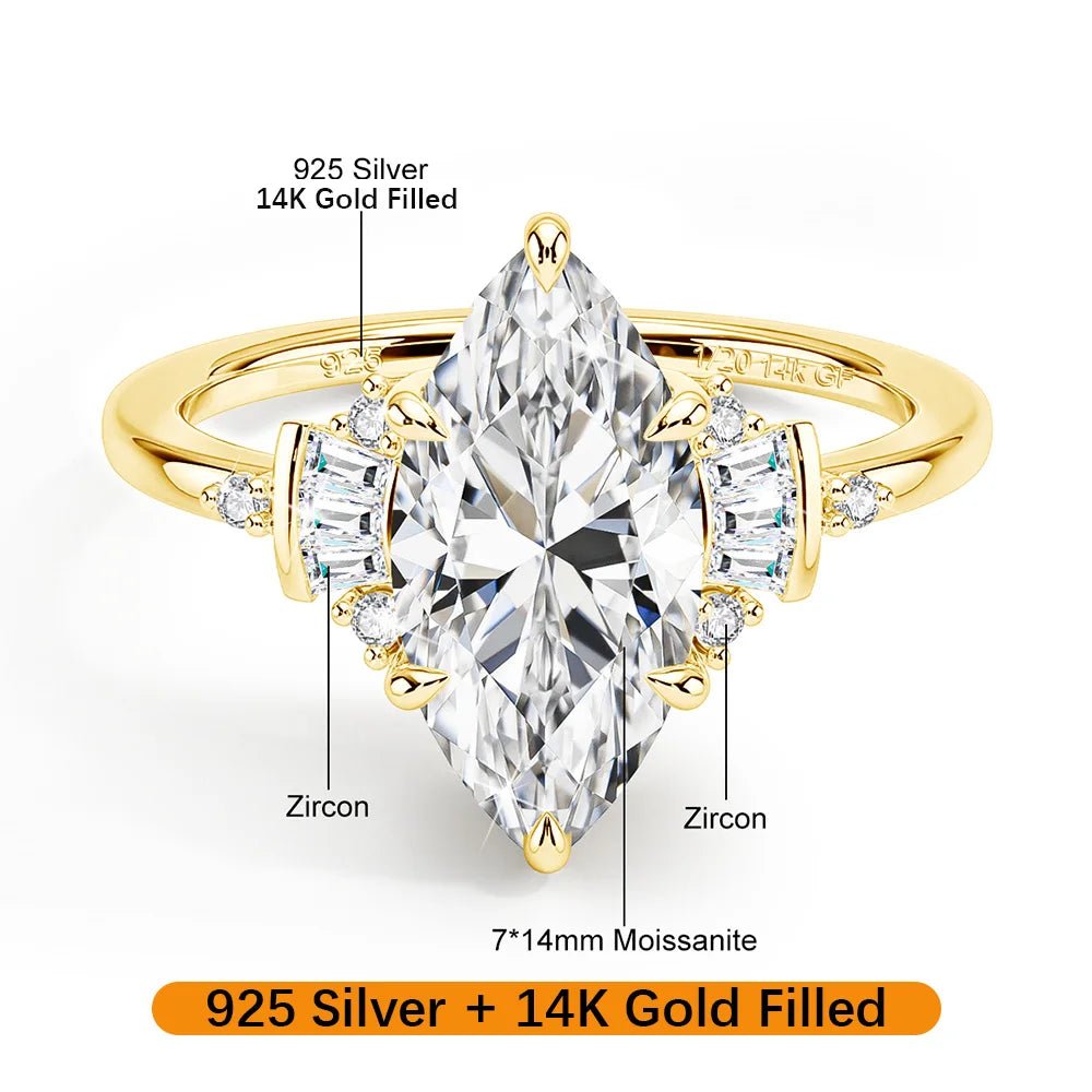 3Ct Moissanite Marquise 3D Ring in S925 (1/20 14K GF)