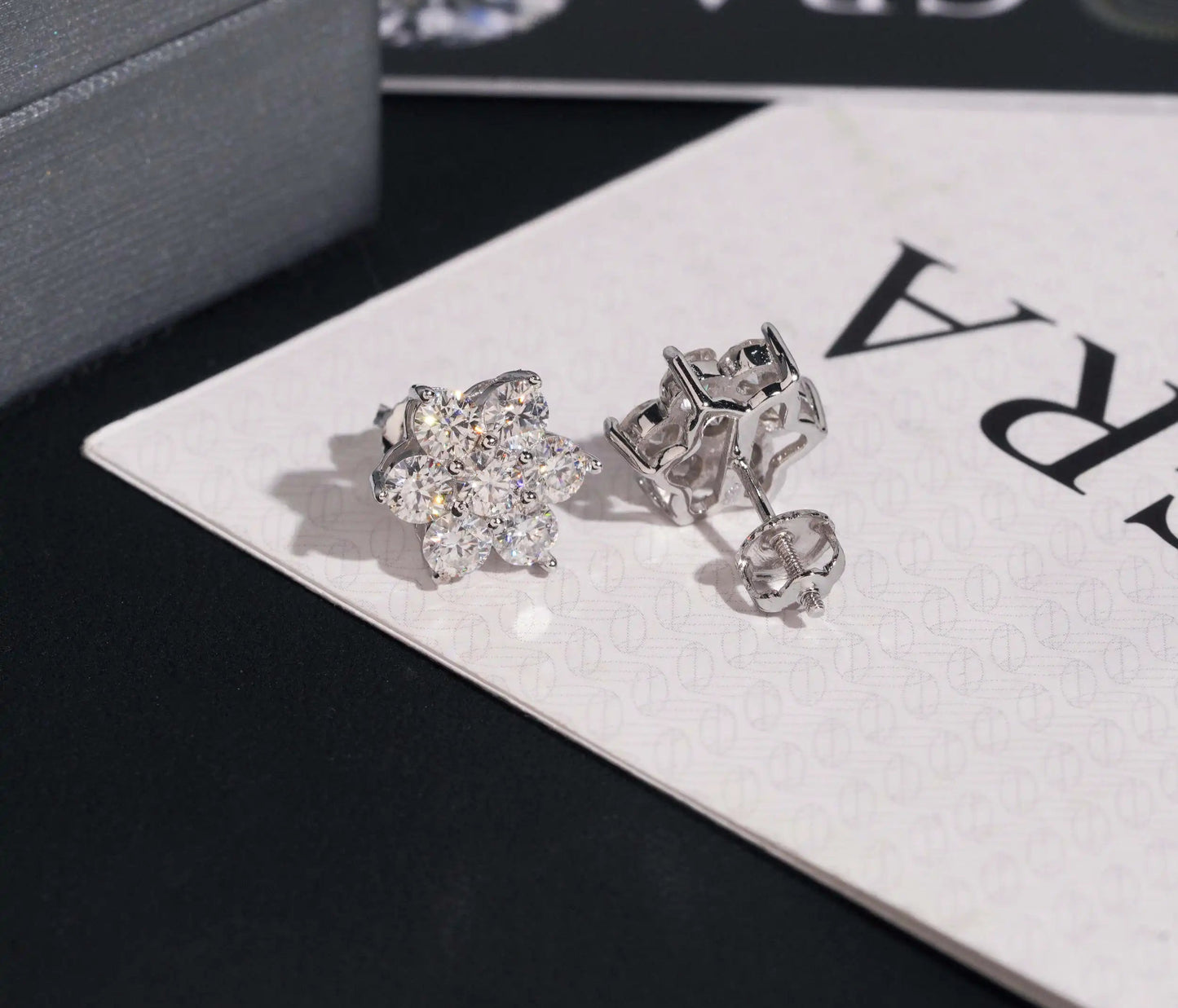 Moissanite Flower Earrings in 925 Sterling Silver